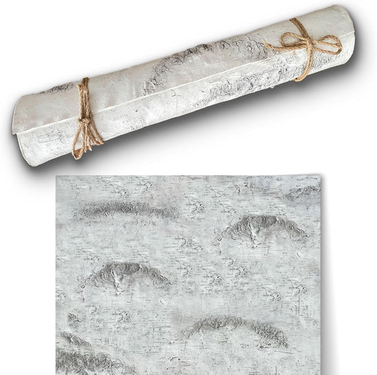 Artificial Birch Bark 3D Realistic Texture 78.7in*19.7in（10.8 Sq.ft）Silicone Material Faux Tree Bark Nature-Inspired DIY Design Eco-Friendly Home Deco Accentuating Natural Beauty （No glue included）
