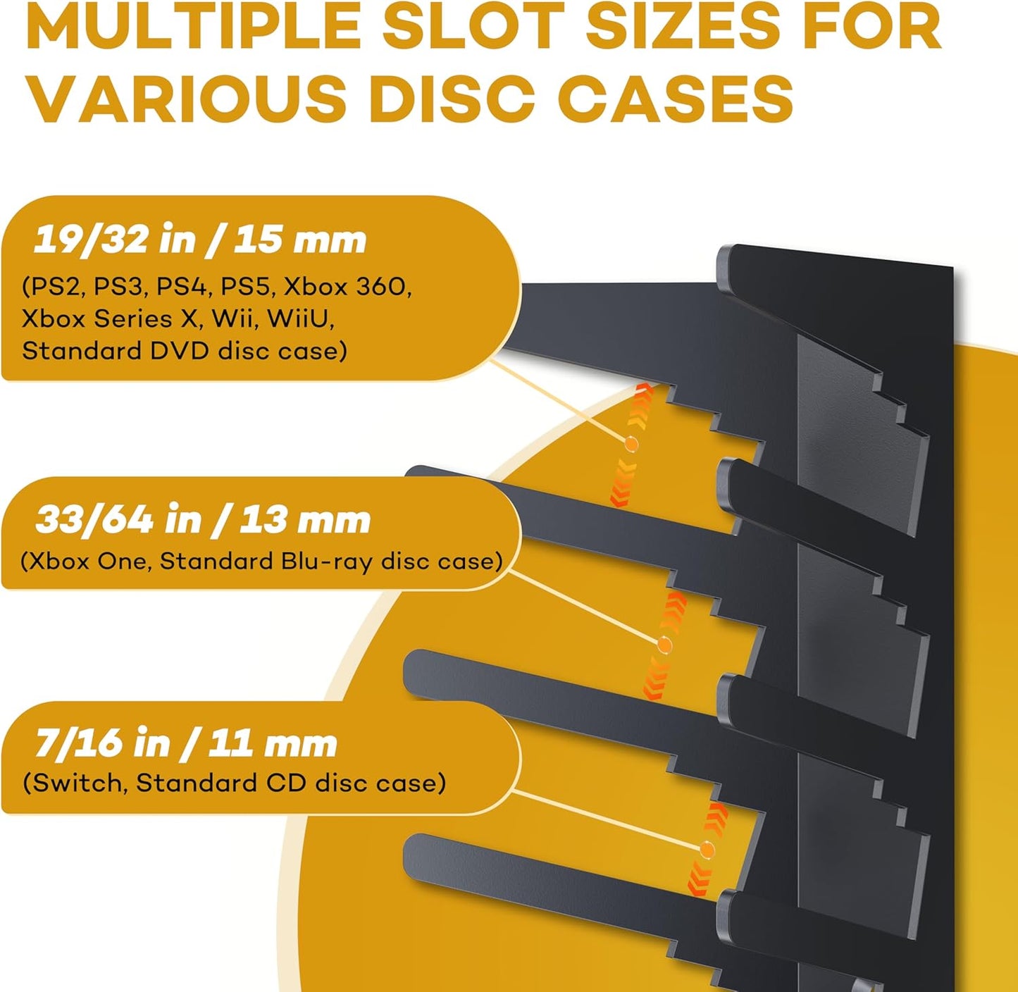 Funturbo Video Game Storage Wall Mount Game Case Holder, Metal Wall Mounted Media Storage Shelves for PS, Xbox, Switch Game Organizer (8-Pack)