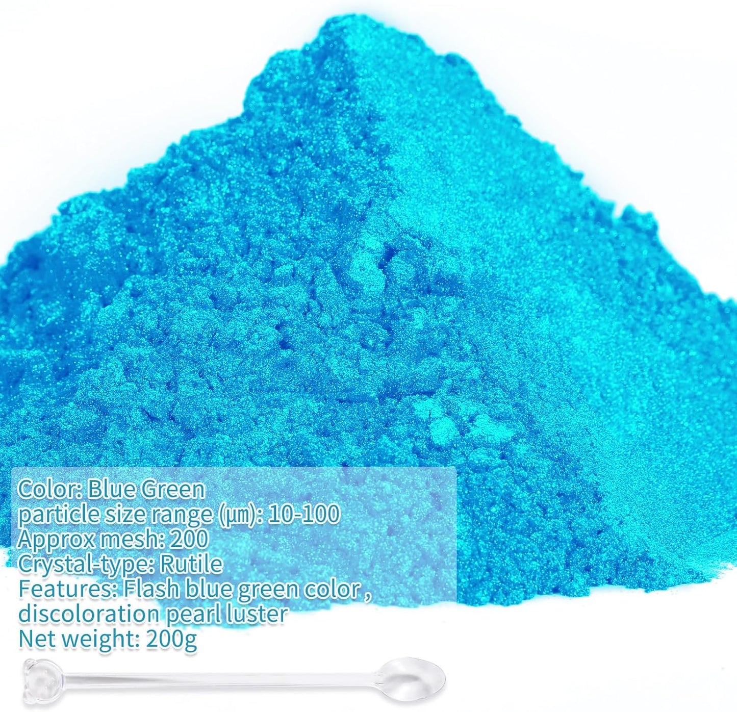 Mica Powder,7.05OZ（200g）,Blue Green Mica Powder Pigment for Epoxy Resin，Lip Gloss，Car Paint，Dye，Soap Making，Nail Polish,Epoxy Resin,Candle Making,Bath Bombs