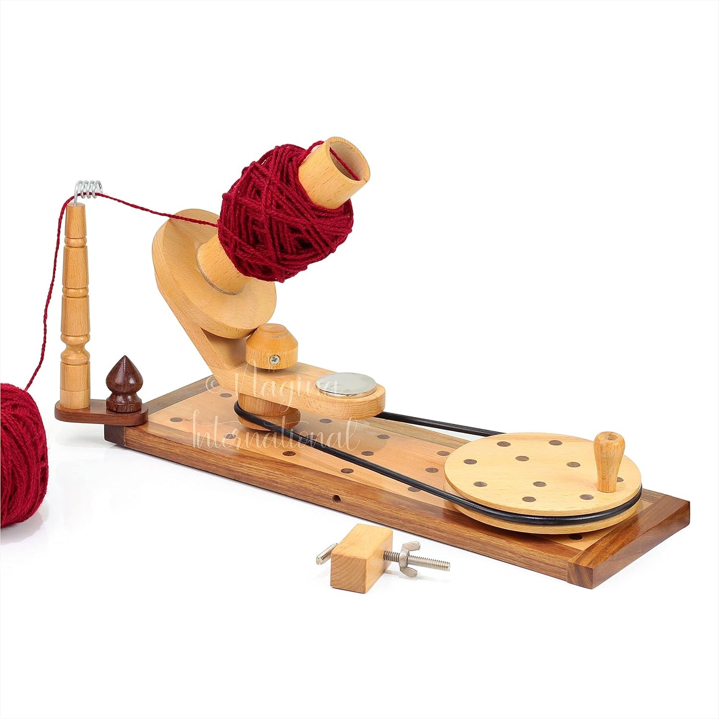 Wooden Handcrafted Heavy Duty Wooden Yarn Ball Winder - Premium Crafted Knitting Crocheting Accessories & Combo Set - Table Top Yarn Swift (Rosewood + Steem Beech Wood)