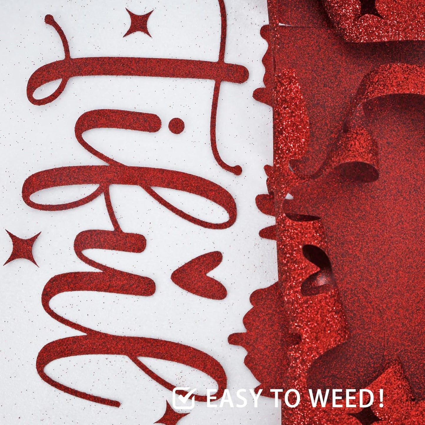 FUNKAKA Glitter Red HTV Heat Transfer Vinyl Rolls, 12" x 8ft PU Iron on Vinyl for T-Shirt Red Glitter HTV Vinyl for All Cutter Machines Easy to Cut & Weed for Heat Vinyl Design