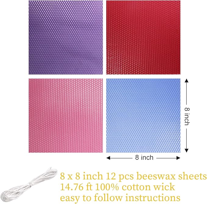 Beeswax Candle Making Kit for Kids -Pcs Beeswax Sheets Handmade Crafts Gift Beeswax Sheets for Candle Making Kit, DIY Candle Making Kit for Kids and Adults (Gorgeous Colors)