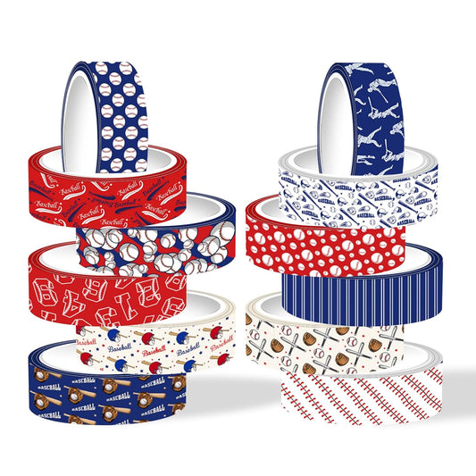 12 Rolls Baseball Washi Tape, Sport Masking Tape, Stadium Decorative Tapes for Scrapbook Journals Envelope DIY Craft Birthday Thanksgiving Christmas Party Gift Wrapping Supplies 16.4FT