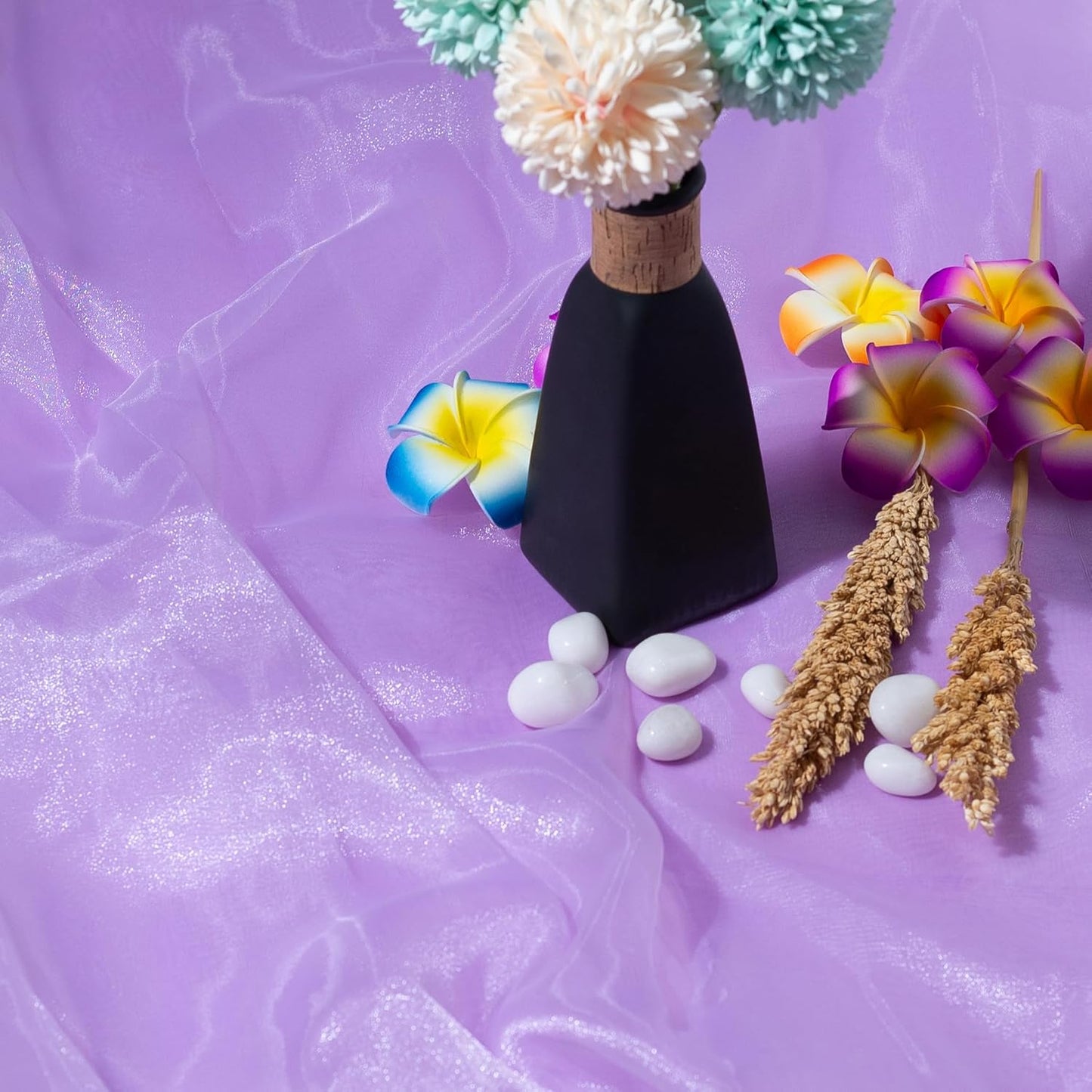 Fynite Sheer Organza Fabric | 2 Yards Long | 44" Wide | Bridal Solid Sheer Organza Bolt for Wedding Dress Fashion Craft Decorations Silky Shiny Sheer Organza - Lavender