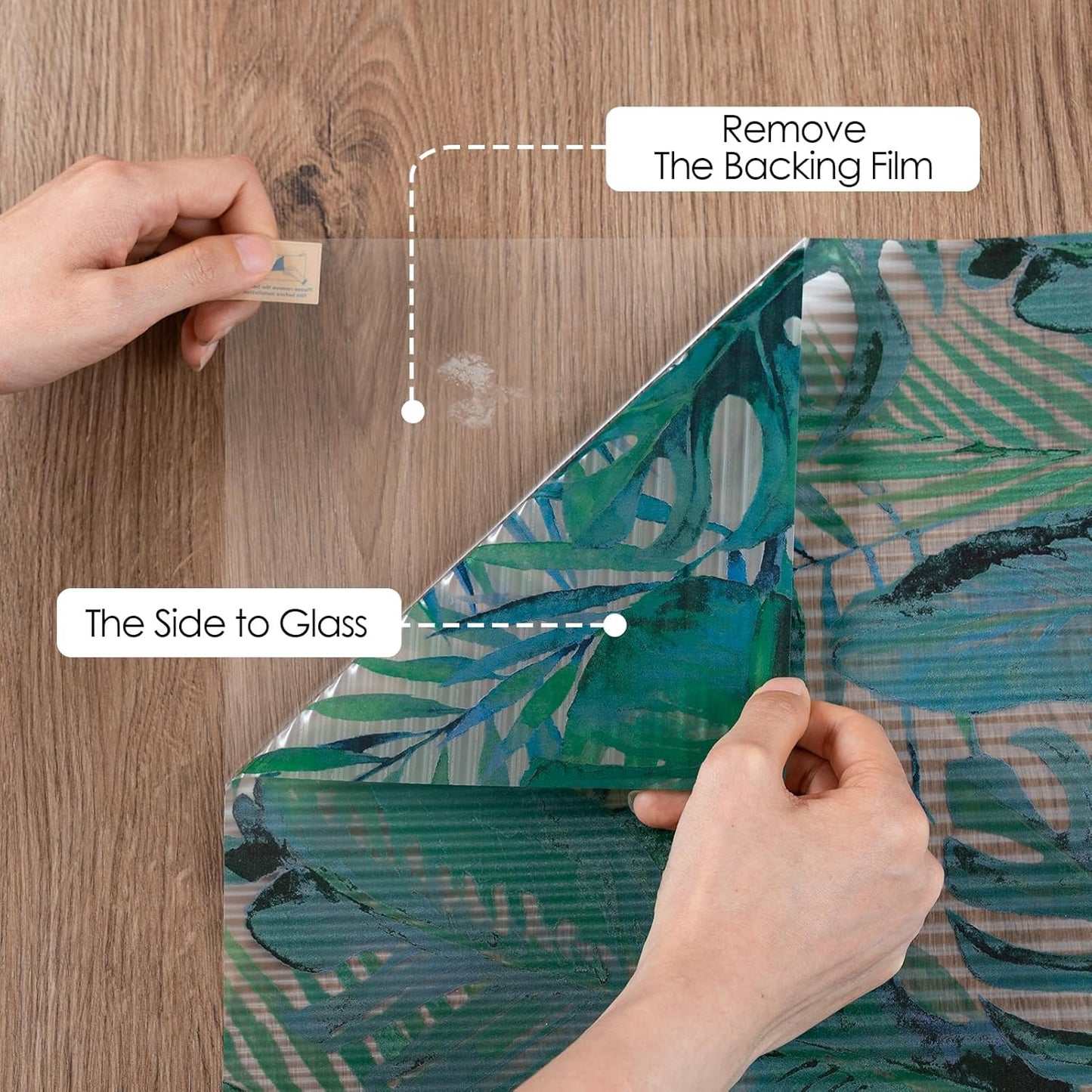 DKTIE Nature Pattern Rainbow Window Film Decorative Stained Glass Window Film Static Cling Films Easy Apply Removable Comes with Tools (U560-Reeded Glass, 17.7" x 78.7")