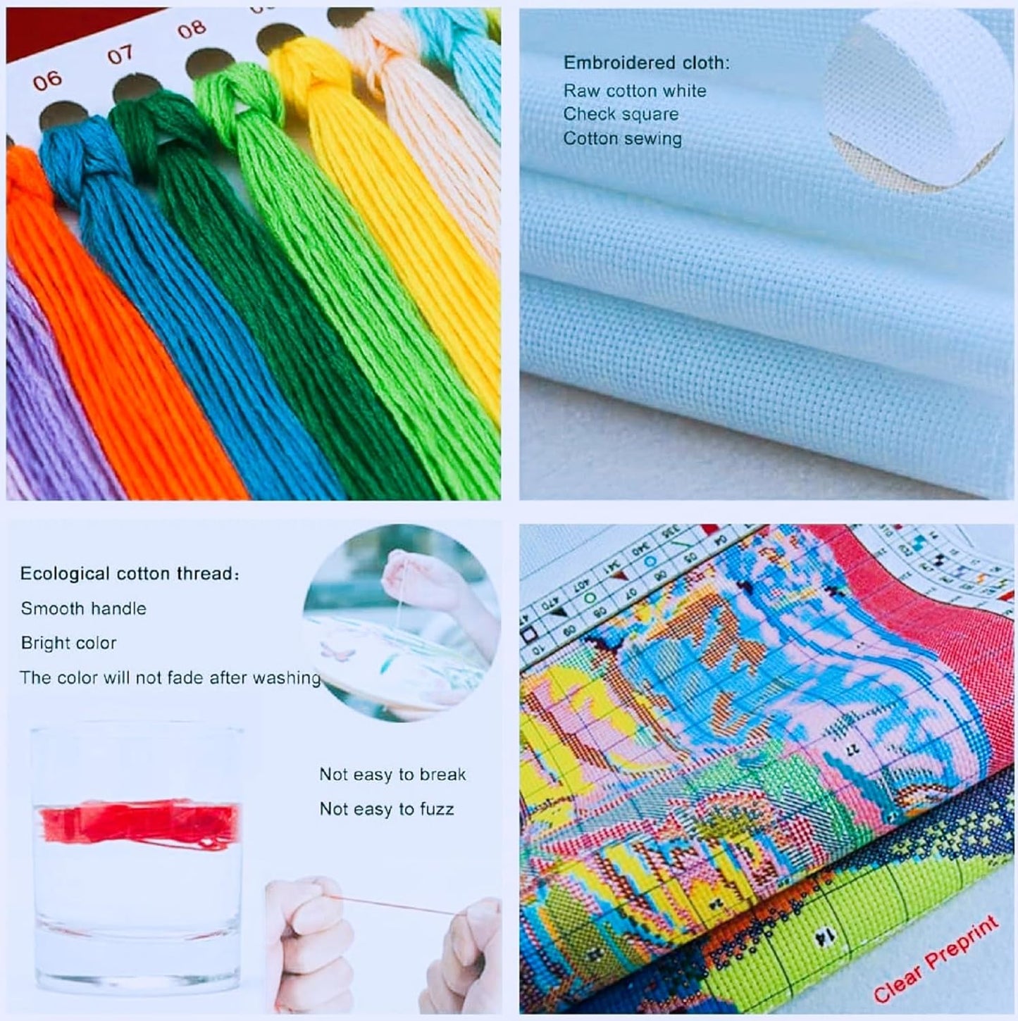 Joyhoor Stamped Cross Stitch Kits for Beginners, Needlepoint Kits for Adults, 11CT Counted Embroidery Kits-Flower Birds 18x18 inchs