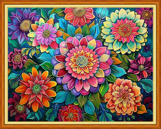 Joyhoor Cross Stitch Kits for Beginners Stamped Cross-Stitch Supplies Needlework preprint Embroidery Kits for Adults DIY Needlepoint Kits Embroidery Patterns 11CT-Magical Flowers 16x20 inchs