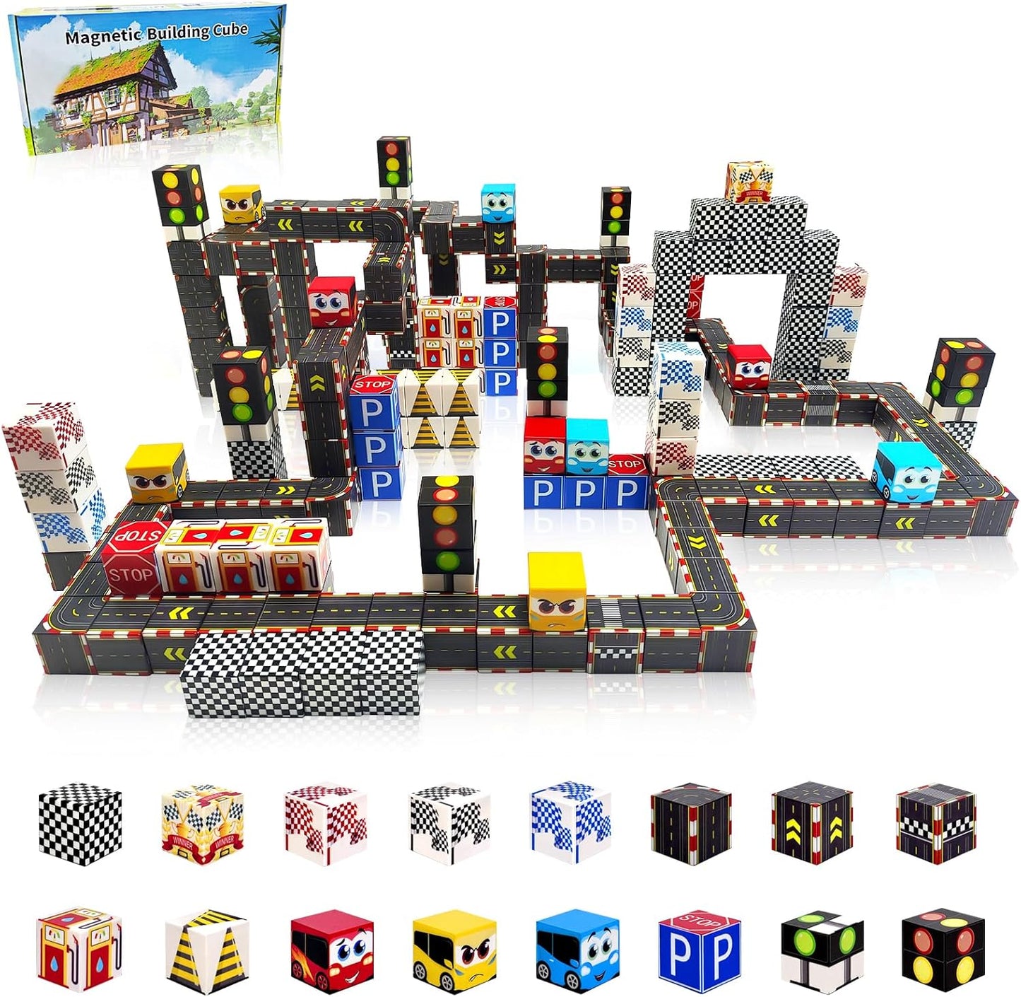 100PCS Magnetic Building Blocks for Kids: 1" Magnetic Blocks for Kids Ages 4-8 8-12, Magnet Cubes Sensory STEM Stacking Toys for Boys & Girls,Christmas Birthday Gifts for Toddler Ages 3+