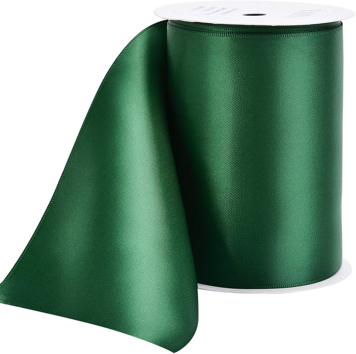 YAMA Double Face Satin Ribbon Roll - 4 inch Wide Solid Color Craft Ribbon, Great for Chair Sash,Making Bow, Sewing and Wedding Bouquet- 5 Yard/Spool, Green