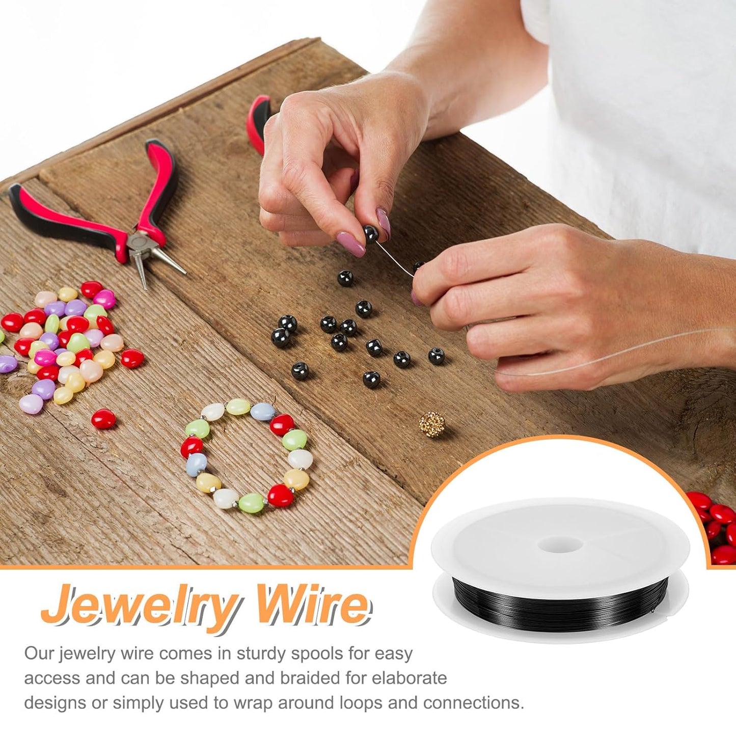 HARFINGTON 49ft Jewelry Wire, 28 Gauge (0.3mm) Brass Craft Soft Metal Tarnish Resistant Copper Beading Wire for Jewelry Making Supplies Crafting, Black