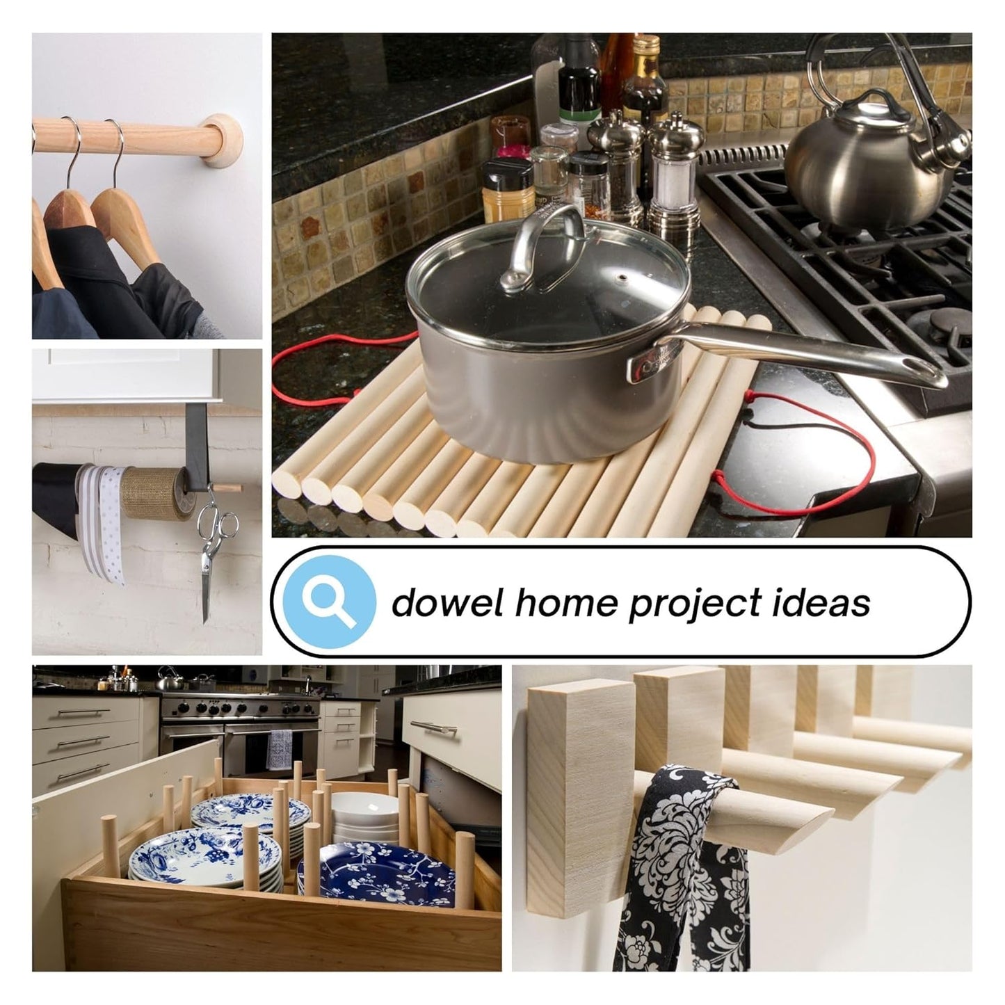 Birch Round Dowels (3/16" x 36", Pack of 25) | Variety of Diameters & Wood Species | Unfinished Wooden Dowel Rods for Crafts & DIY Home Projects | Curtain Rod, Macrame Supplies, Cake Pops, Flagpole