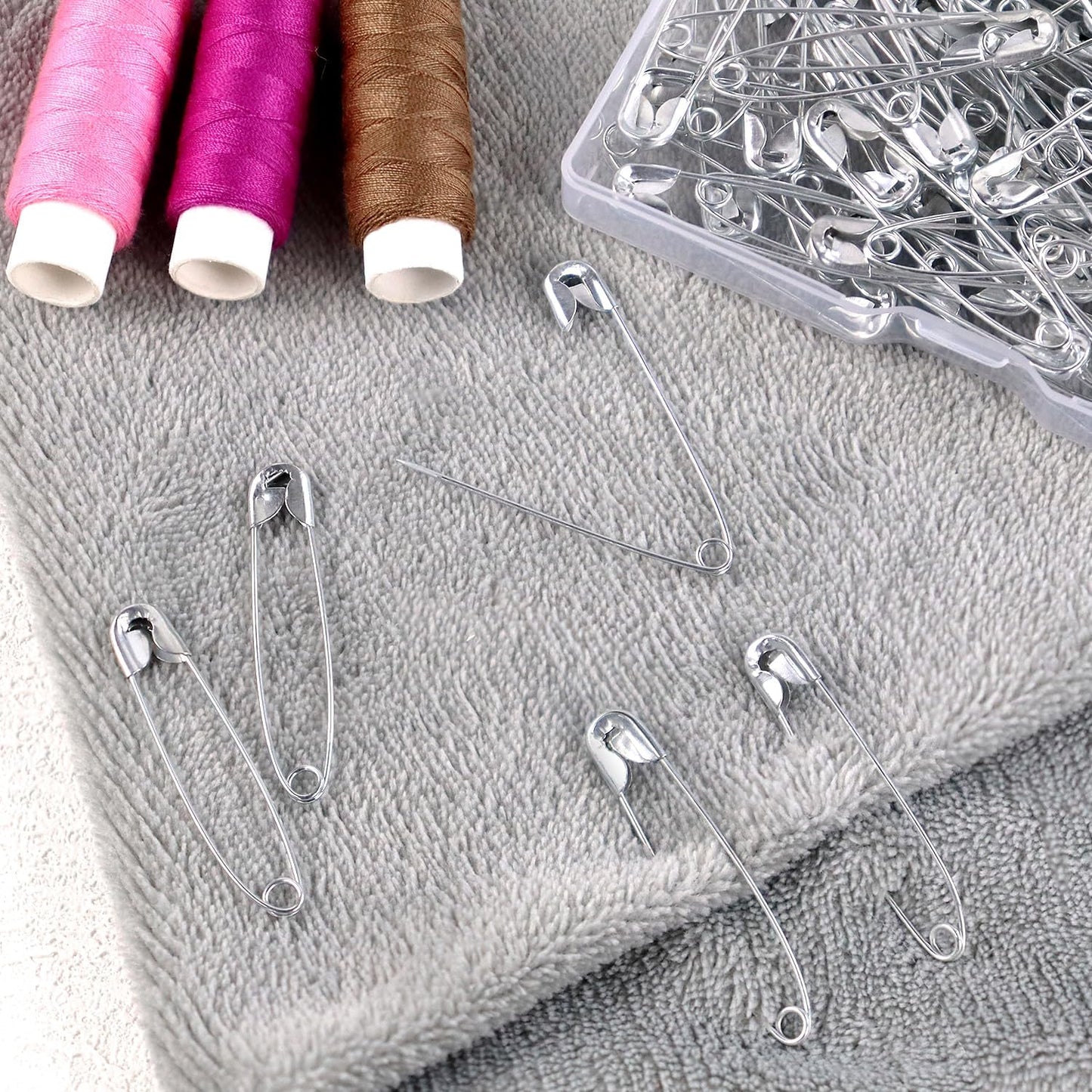 100 Pack Silver Safety Pins Assorted, Galvanized Steel Bulk Safety Pins for Sewing, Clothes, Arts & Craft (1.8 Inch / 45 mm)