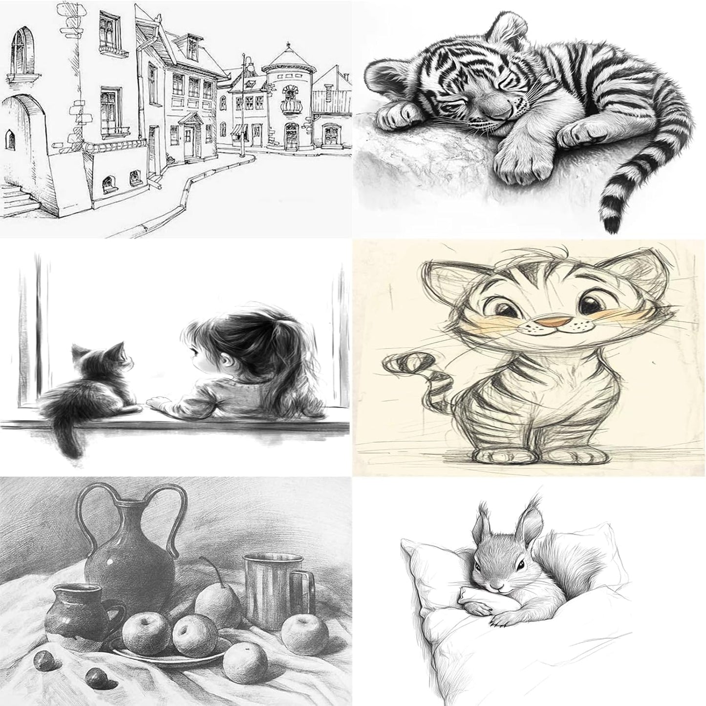 Sketching Pencil Set, Drawing Pen Charcoal Sketch Included Graphite Pencils, Charcoal Pencils, Paper Erasable Pen, 30pcs Total for Beginners Artist (First Sketch Pencil)