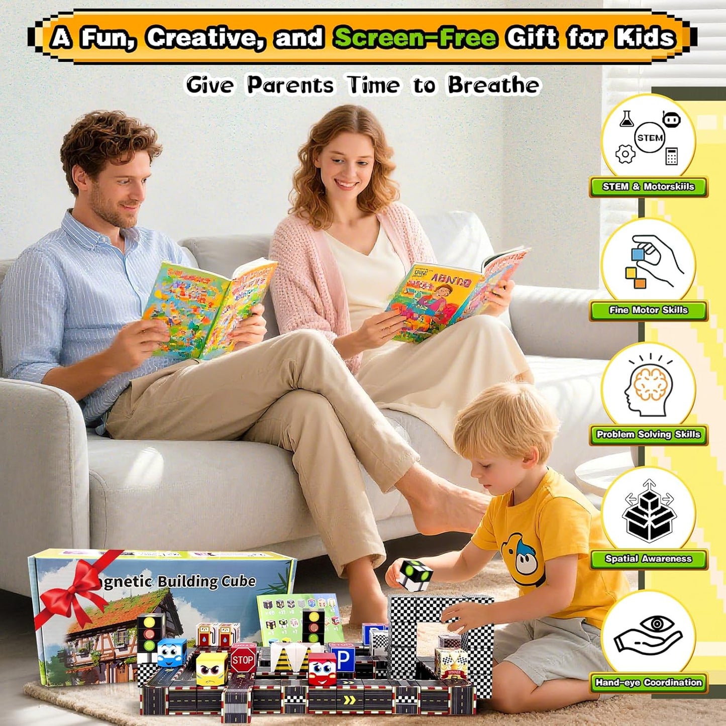 100PCS Magnetic Building Blocks for Kids: 1" Magnetic Blocks for Kids Ages 4-8 8-12, Magnet Cubes Sensory STEM Stacking Toys for Boys & Girls,Christmas Birthday Gifts for Toddler Ages 3+