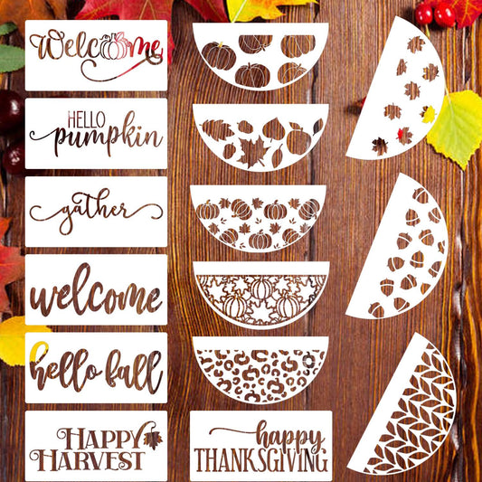 Fall Stencils Thanksgiving Stencils Autumn Hello Pumpkin Happy Harvest Stencil Templates for Painting on Wood Wall Door Mats Fabric