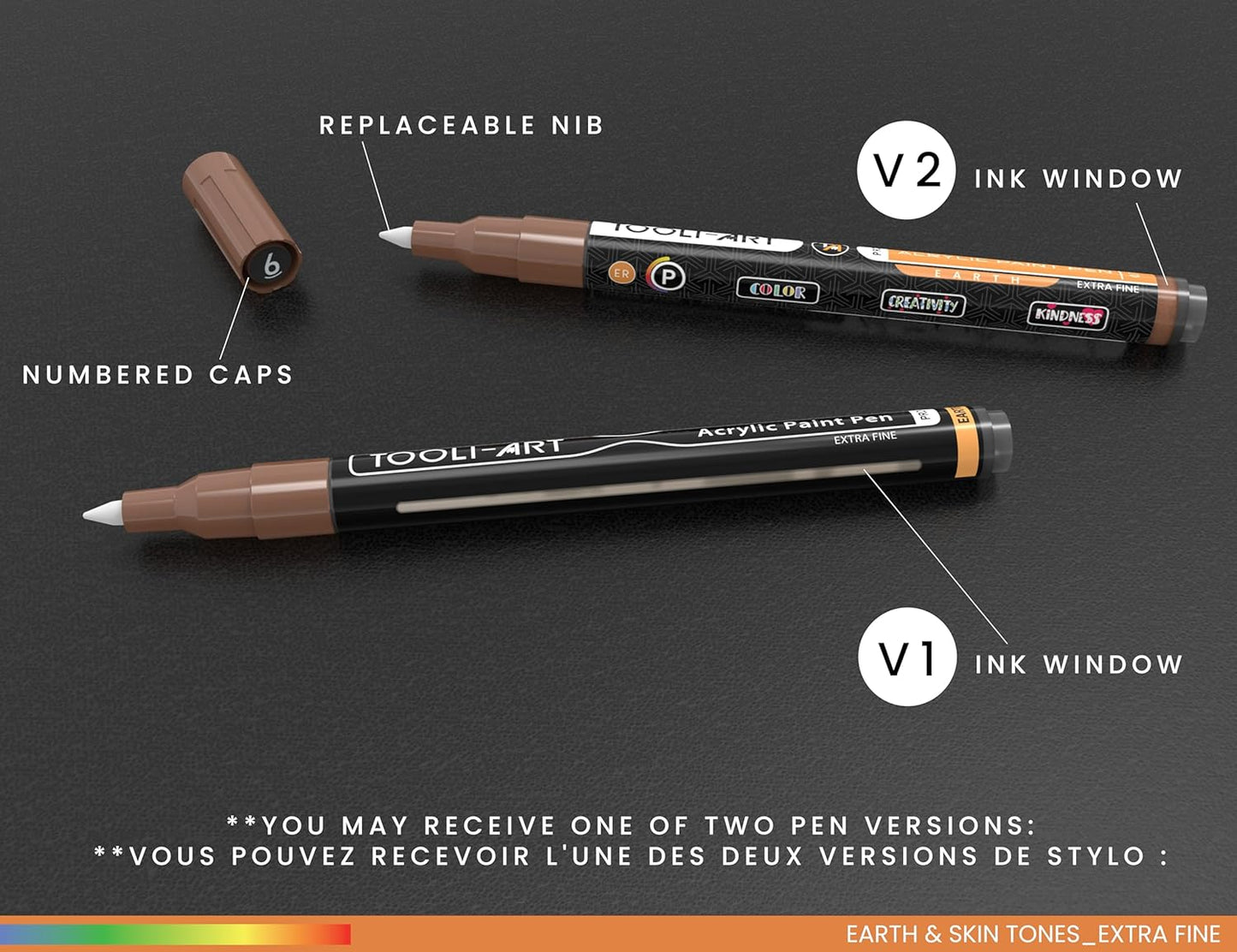 36 Acrylic Paint Pens Skin and Natural Earth Tone Marker Set For Rock Painting, Canvas, Mugs, Glass, Plastic, Wood, Metal, Fabric, Scrapbooking, Most Surfaces. Quick Drying Waterbased (EXTRA FINE)