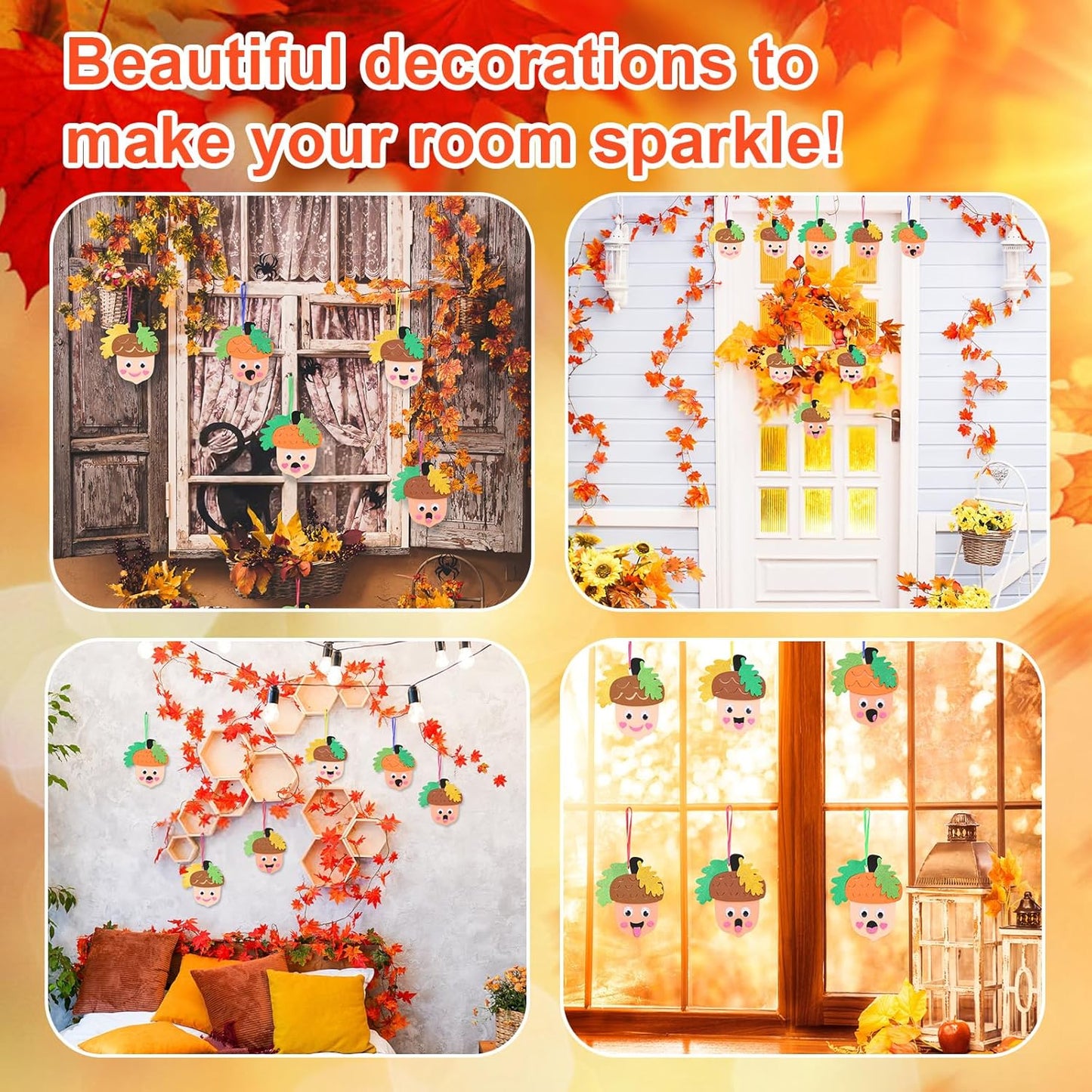 Fennoral 12 Pack Fall Crafts for Kids Make You Hazelnut Foam Stickers DIY Autumn Art and Craft for Boys Girls Party Supply Art Activities Birthday Gifts Fall Thanksgiving Decoration