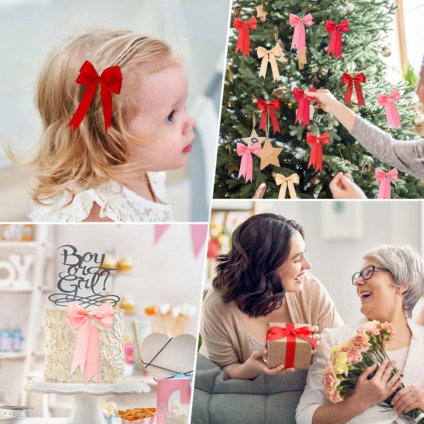 1 Inch Red Satin Ribbons for Crafts, 6 Rolls Single-Faced Red Assorted Ribbons for Gift Wrapping Flower Bouquet Wedding Invitations Bridal Shower Hair Bows Garland Party Decor