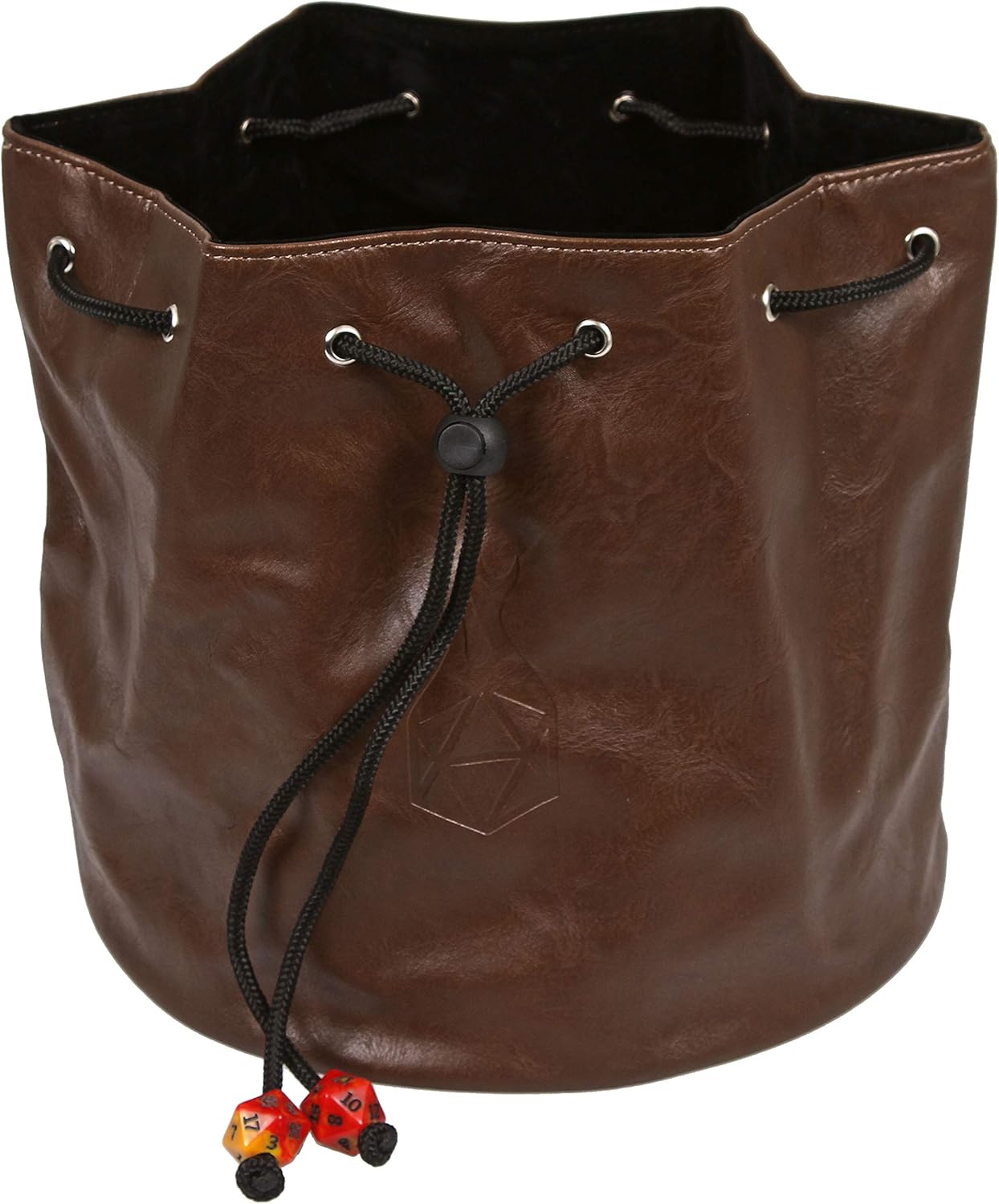 Forged Dice Co. Pouch of The Endless Hoard Dice Bag - Holds Over 1,000 Polyhedral Dice - Dice Storage Bag with 7 Pockets - Perfect for Bulk Dice - Brown/Black