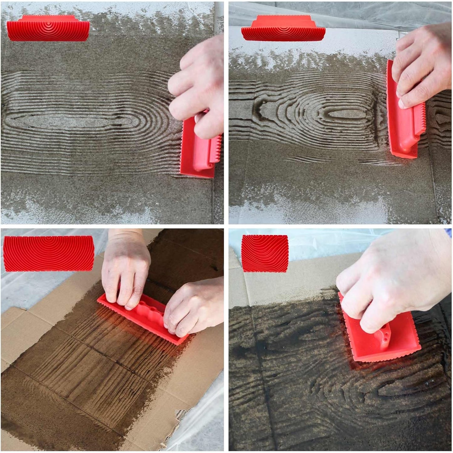 Wood Graining Tool, 4 PCS Wood Grain Tool Set, Rubber Empaistic Wood Texture Painting Tool for DIY Wall Room Art Paint Decoration