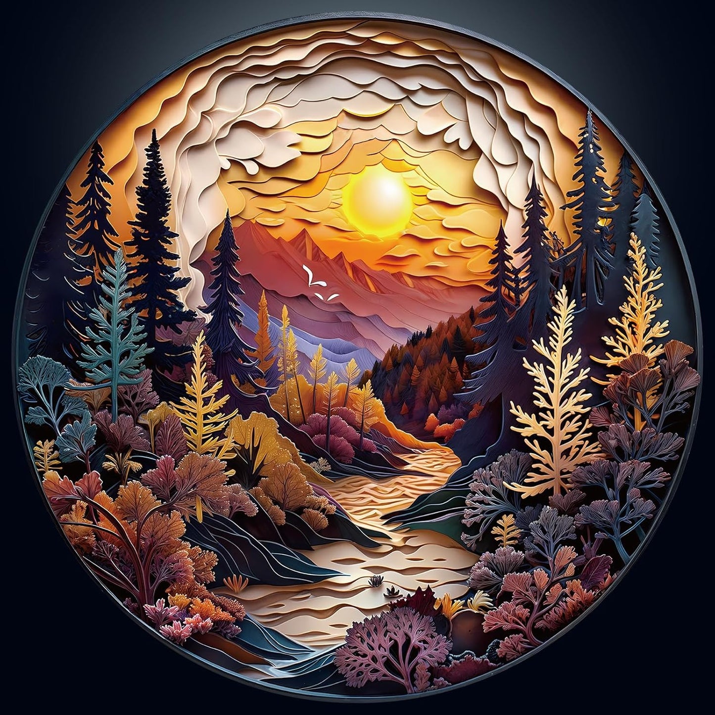 masseruon Round Puzzles for Adults 1000 Pieces-Naturelish Puzzle-26.6x26.6in Jigsaw Puzzles with HD Matte Finish-Hard Impossible Difficult for Adult-Challenging Gift for Puzzle Lovers