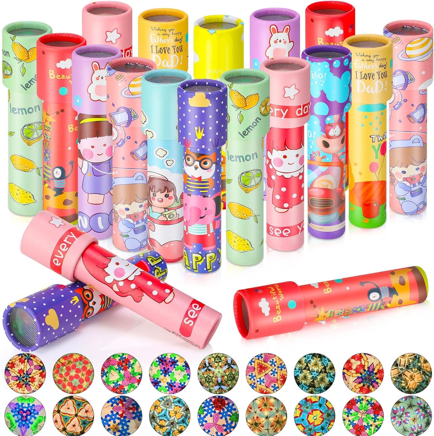 Chivao 20 Pcs Classic Kaleidoscopes Educational Toys for Party Favors Fun Kaleidoscope Toy for Stock Stuffers Bag Fillers Birthday Party School Classroom Prizes, Random Colors (Cute Style)