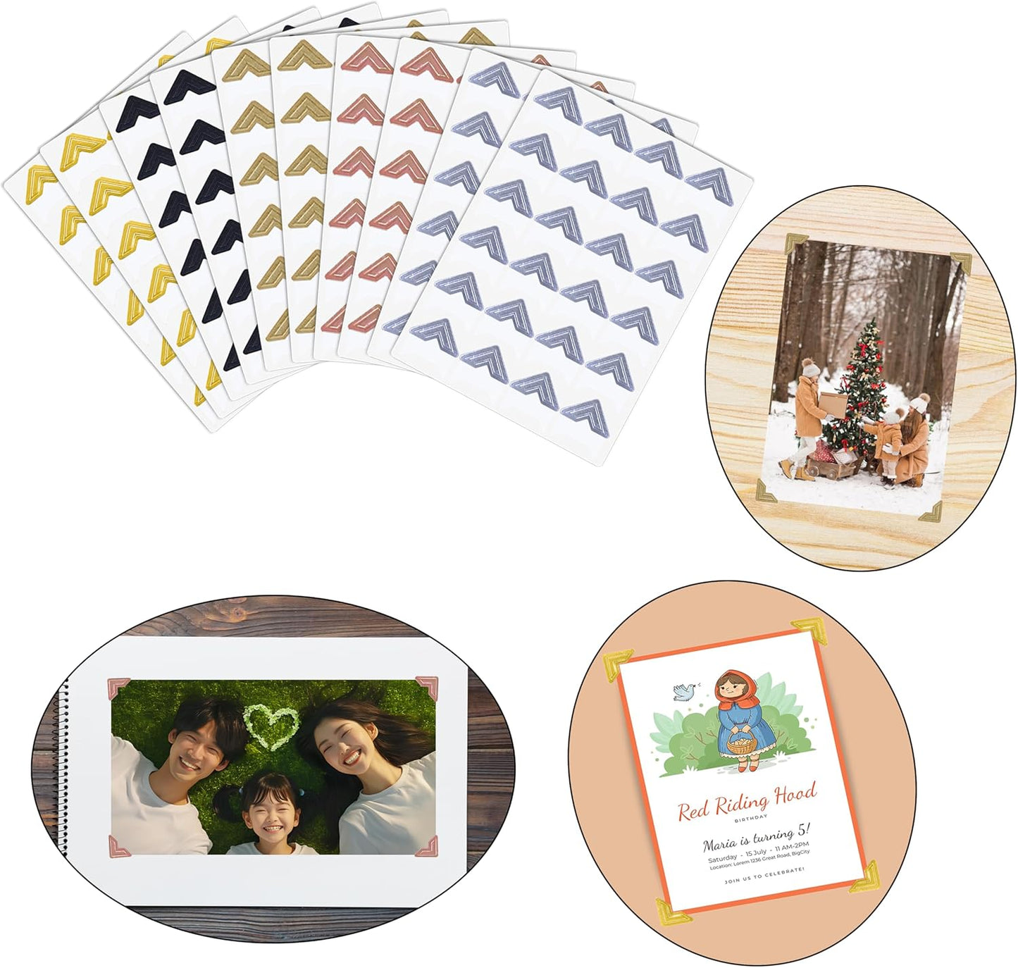 240 Pieces Photo Corners Self Adhesive Photo Corner Stickers, Picture Mounting Corners Acid Free Photo Corner for DIY Scrapbook, Album, Picture Frames, Journal Supplies (Multicolor)