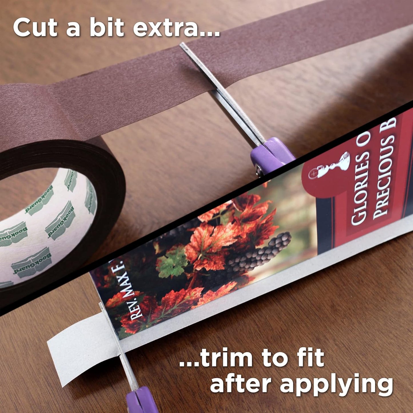 BookGuard 1-1/2 Inch Vinyl-Coated Cotton Cloth Bookbinding Repair Tape, 15 Yard Roll, Brown