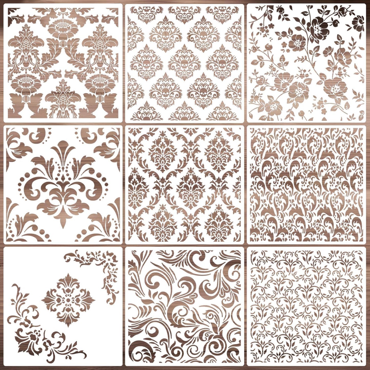 Damask Stencils for Walls 12inch Damask Stencil Large Texture Stencils for Painting on Wood Furniture Canvas Paper Fabric
