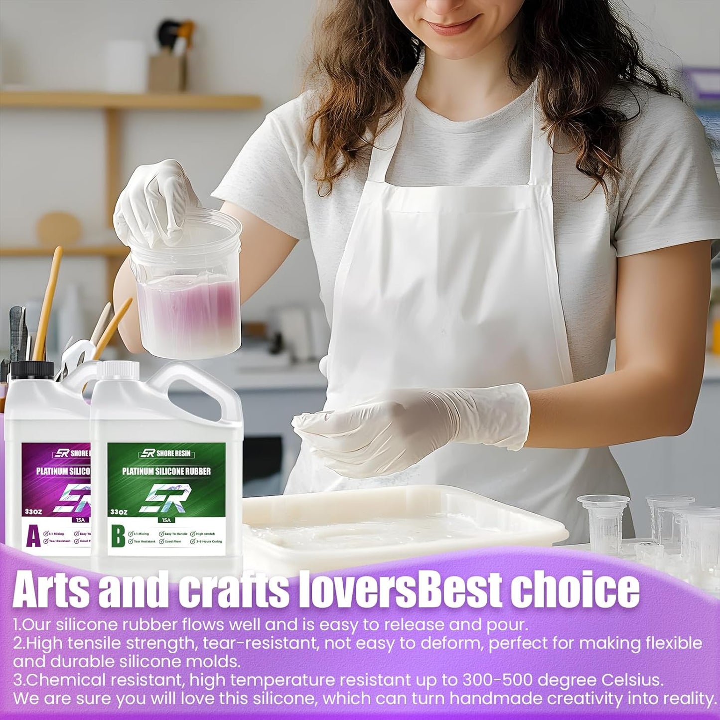 66oz Silicone Mold Making Kit - 1:1 Platinum Silicone Rubber for Casting Resin Molds, Jewelry Molds, Crafts – 15A Medium Hardness, Easy for Beginners & Pros Crafters