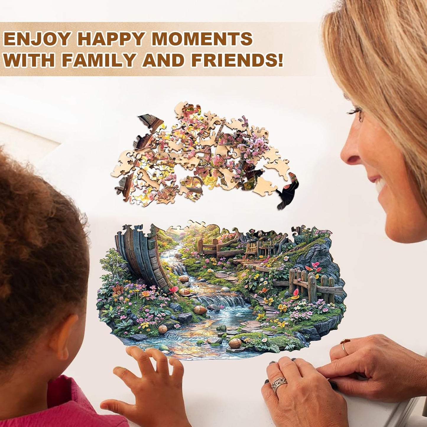 Wooden Puzzles for Adults, Spring Flower Wooden Jigsaw Puzzle for Adults, 200 Piece Unique Animal Shape Wood Puzzles Adult, Birthday Party Gifts for Friends & Family Game Home Decor (M-11.4 * 11.2in)