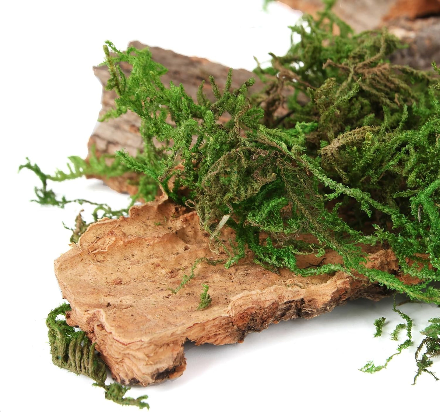 BYHER Fake Moss for Crafts, Assorted Treebark Fairy Garden Accessories Green Moss for Decorating, Tree Bark for Crafts, Terrarium, Floral Arrangements (Forest Green)