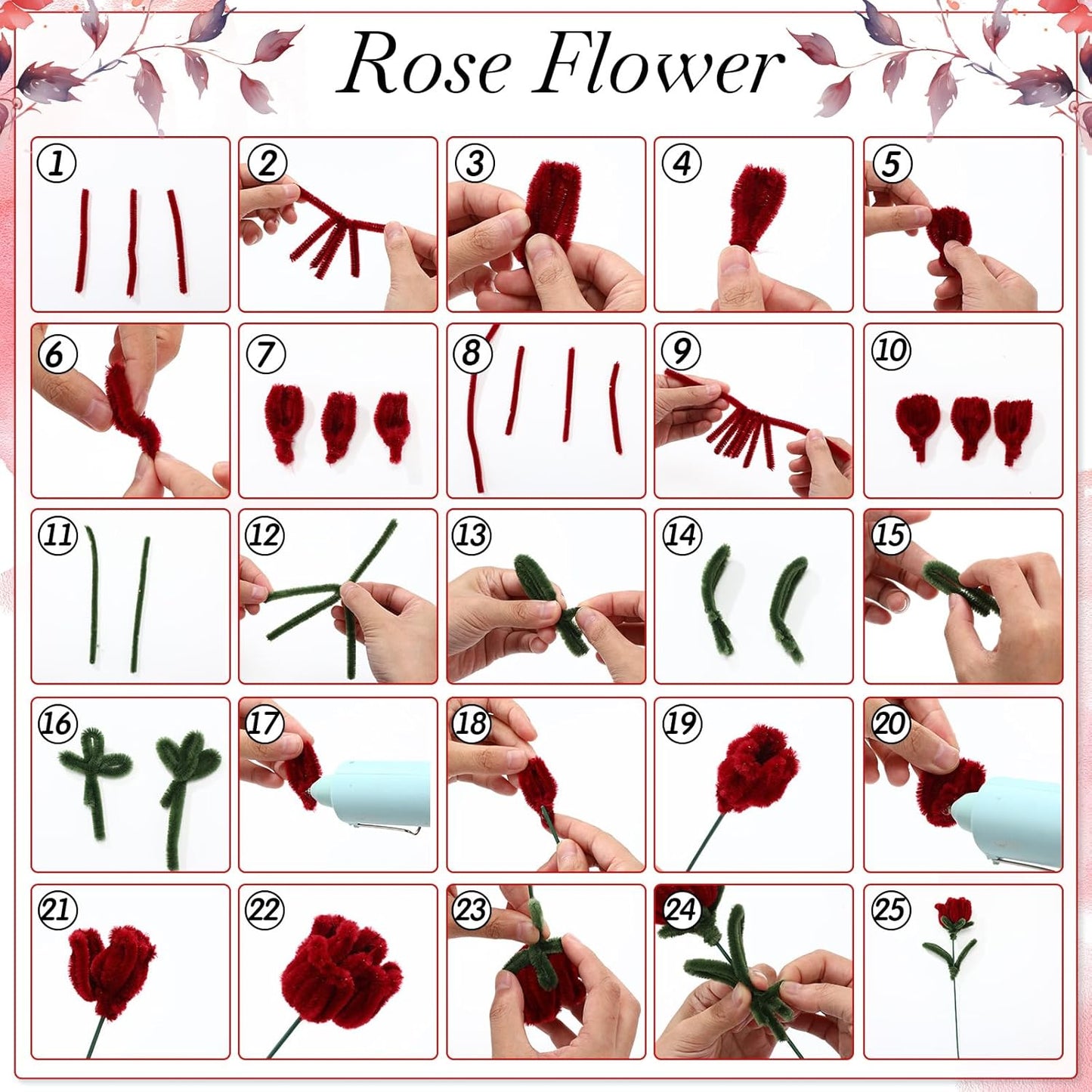 700 Pcs Halloween Fall Pipe Cleaners Craft Bulk Pastel Chenille Stems Flower DIY Gradient Colored Fluffy for School Classroom Thanksgiving Christmas Party Supplies(Red,Green)