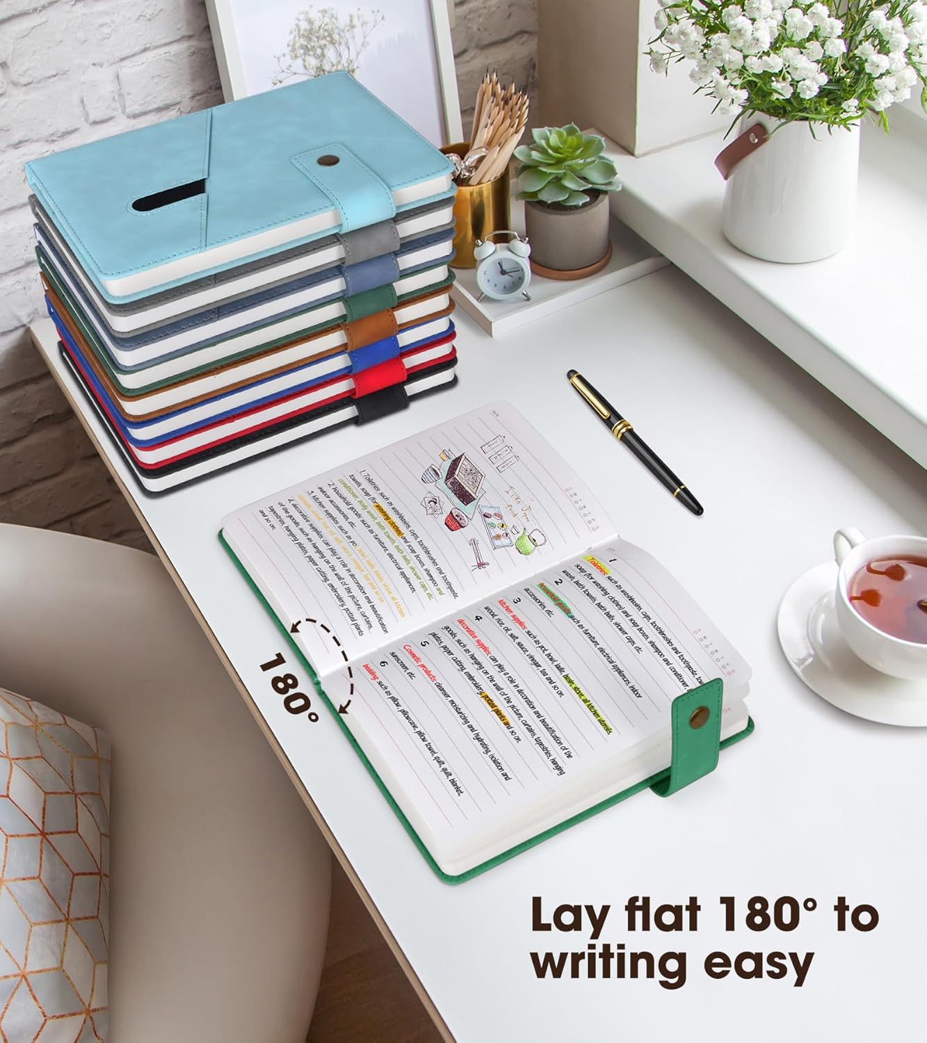 A5 Lined Leather Journal Notebook for Men Women,5.9" X 8.4" Personalized Hardcover Journal with Pen,200 Pages 100 Gsm Thick Ruled Paper Daily Diary for School,Travel,Work,Home,Writing