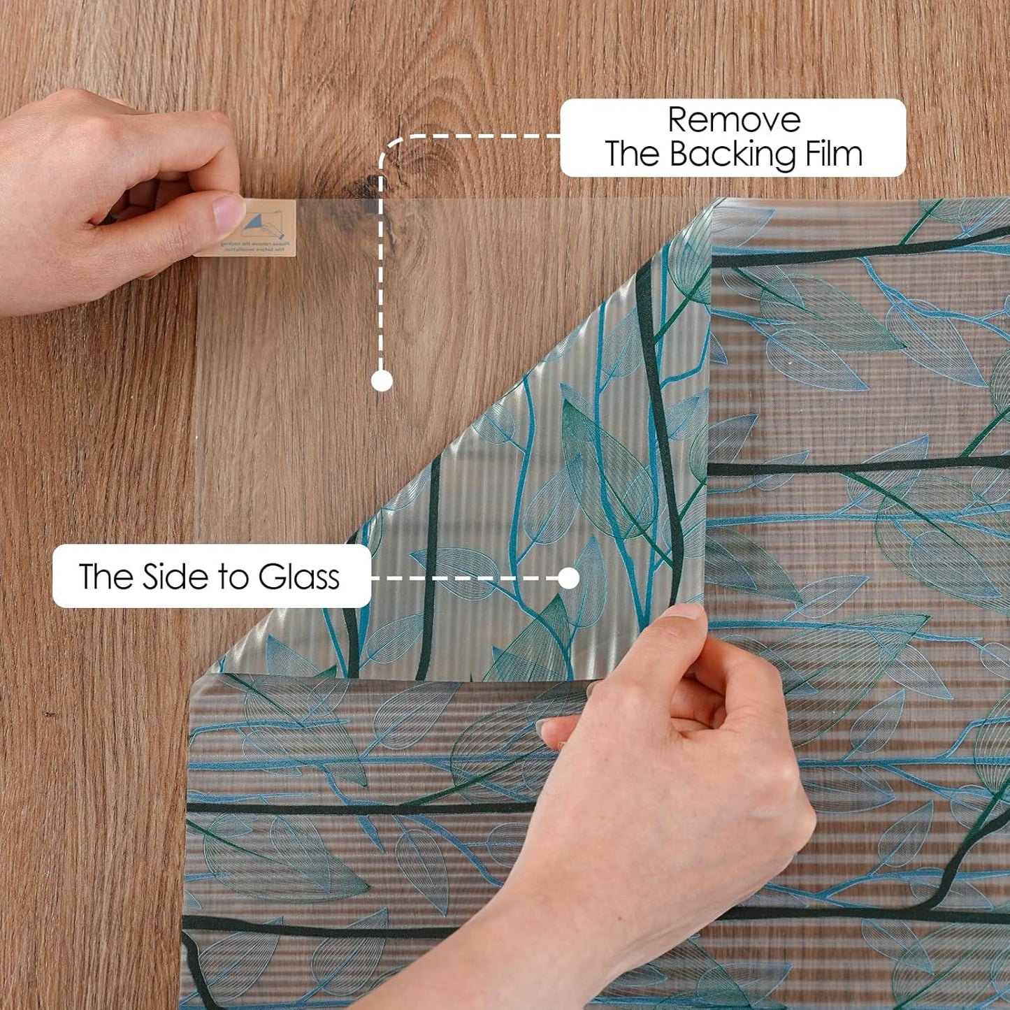 DKTIE Nature Pattern Rainbow Window Film Decorative Stained Glass Window Film Static Cling Films Easy Apply Removable Comes with Tools (U1747-Reeded Glass, 17.7" x 78.7")