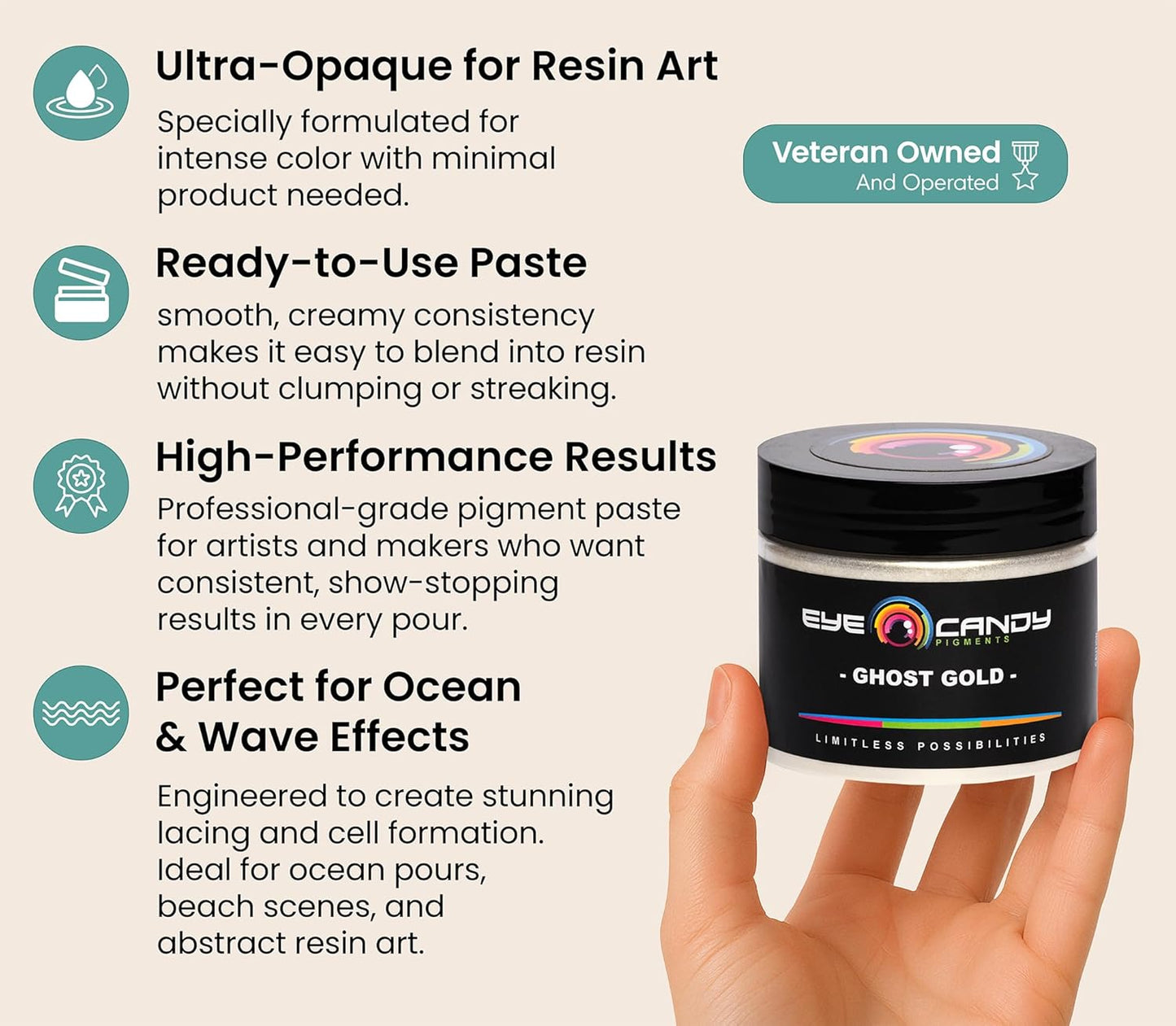 Eye Candy Premium Mica Powder Pigment “Ghost Gold” (25g) Multipurpose DIY Arts and Crafts Additive | Woodworking, Natural Bath Bombs, Resin, Paint, Epoxy, Soap, Nail Polish, Lip Balm (Ghost Gold, 25G)