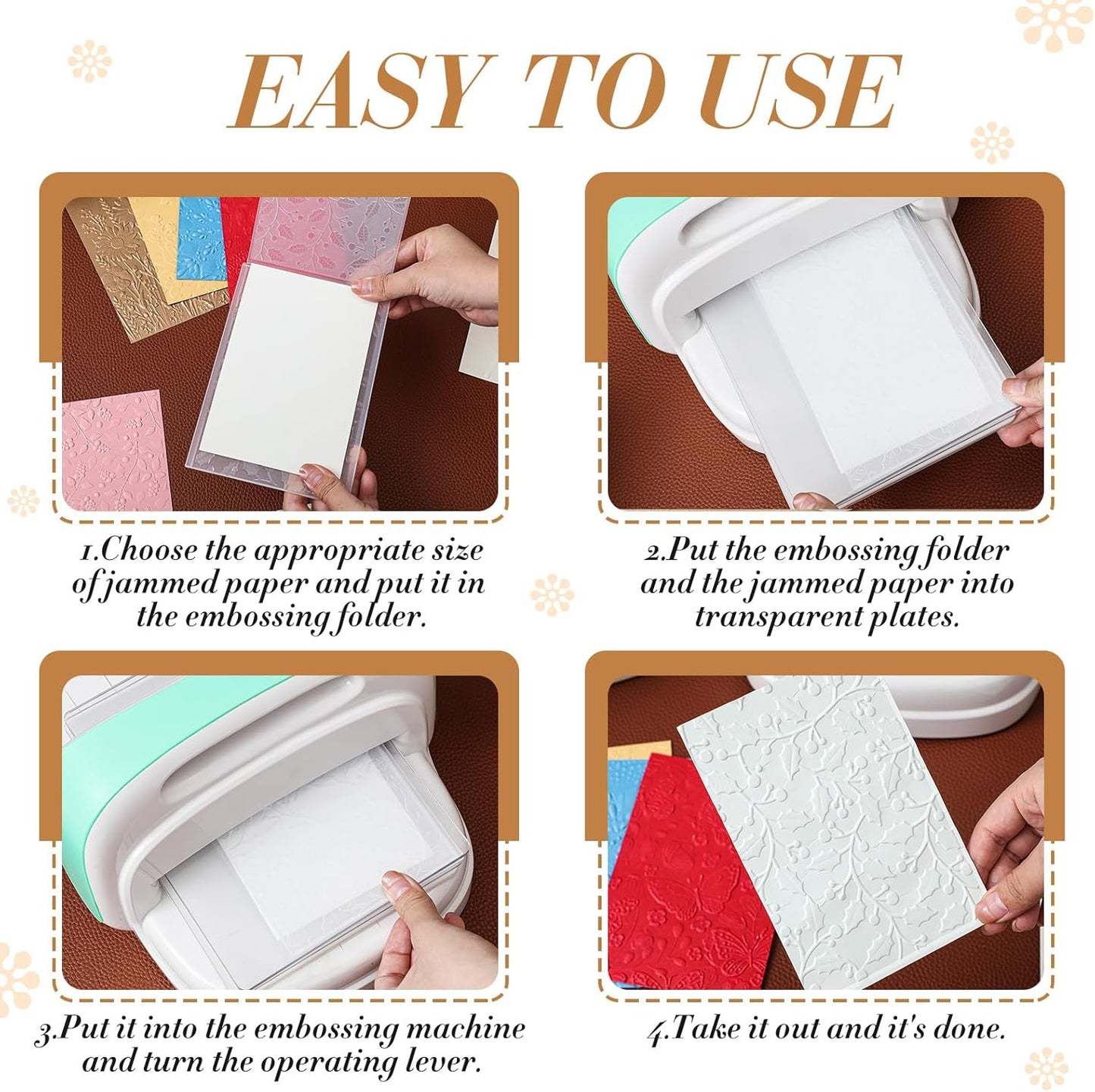 Geiserailie 8 Pcs Embossing Folders Embossing Machine Template Paper Card Folders for Christmas Card Making DIY Flower Scrapbook Photo Album Craft Decoration 5.9 x 4.1 Inch (Elegant Style)