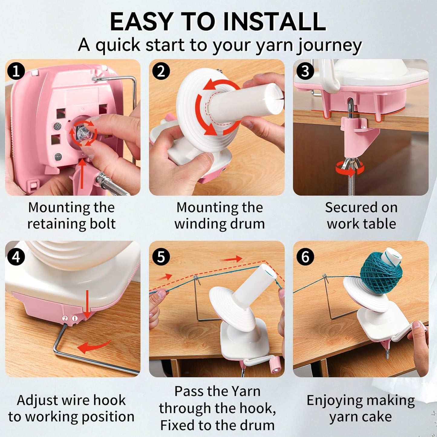 SPEENSUN Yarn Winder for Crocheting, Yarn Spinner, 3.5 OZ Easy-to-Install and Efficiently Yarn Cake Winder with Lower Noise, Yarn Baller for Crochet and Knitting Lover for Yarns Below Size 5