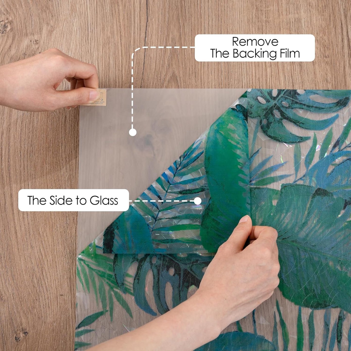 DKTIE Nature Pattern Rainbow Window Film Decorative Stained Glass Window Film Static Cling Films Easy Apply Removable Comes with Tools (U560-rainbow, 35.4" x 118.1")