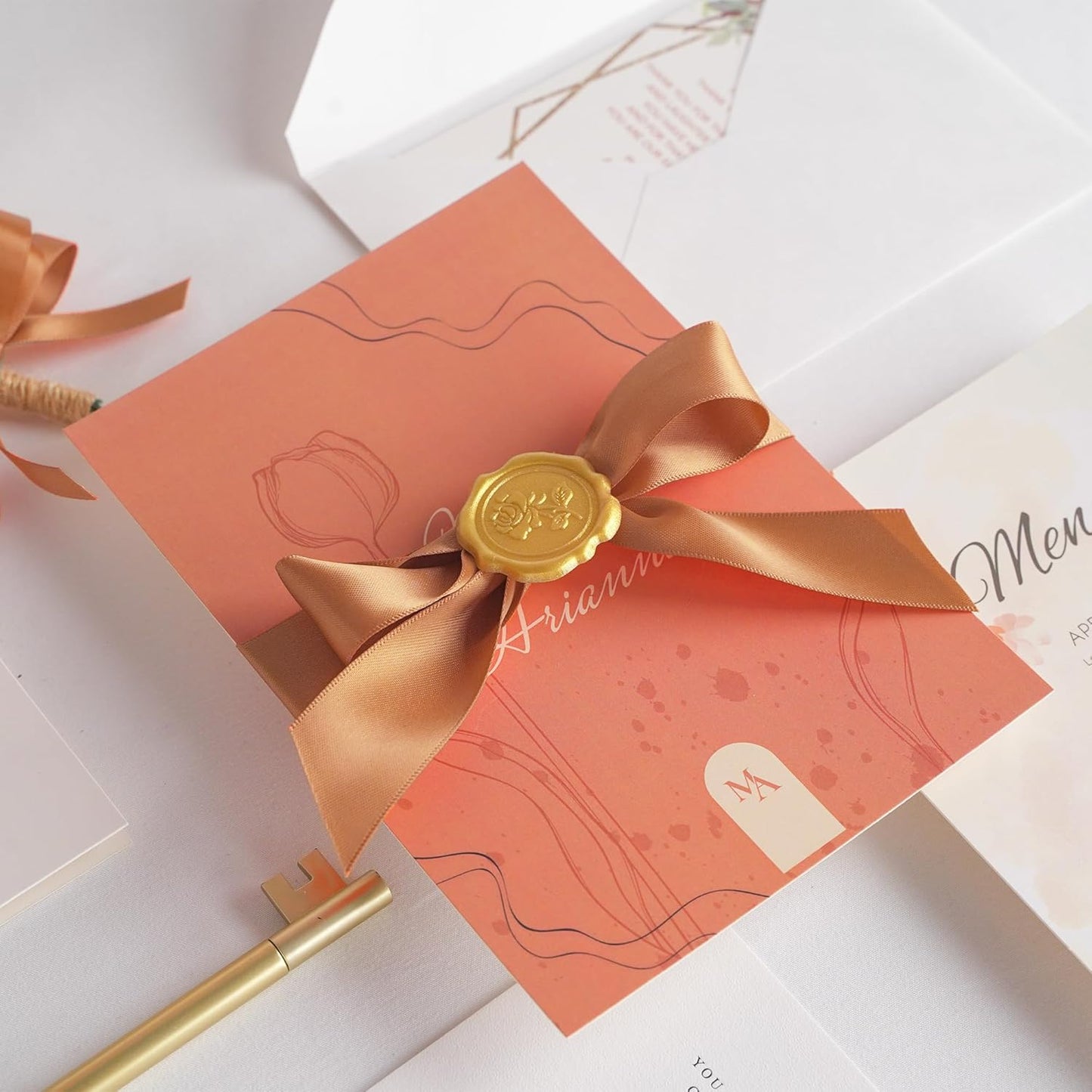 HUIHUANG Terracotta Satin Ribbon 1 Double-Faced Satin Ribbon 50 Yards Terracotta Silk Wedding Ribbon for Gift Wrapping, Flower Bouquet, Invitations, Holiday Decor, Hairs, Bows Making