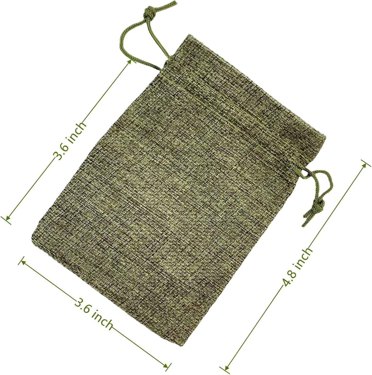 Palmhomee Pack Of 25 Burlap Gift Bags with Drawstring Linen Jewelry Pouches Wedding Hessian Jute Bags for Birthday and Treat Pouches Party Wedding Favors Gift (3.6x4.8 Inch, Moss Green)