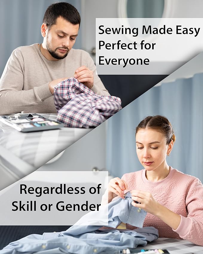 Easy to Use Sewing Kit for Adults and Kids - Needle and Thread Kit with Sewing Supplies and Accessories for Fixing Buttons & Small Repairs, Basic Travel Mending Set for Beginners, Light Grey