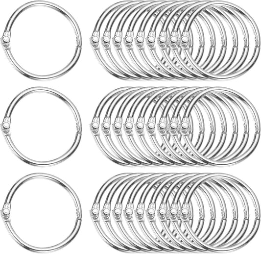 PATIKIL 1" x 1.18" Loose Leaf Binder Rings, 30 Pcs Metal Book Rings Nickel Keychain Ring for Paper Index Cards Flash Card Notebook Rings Office Home Book Binder, Silver