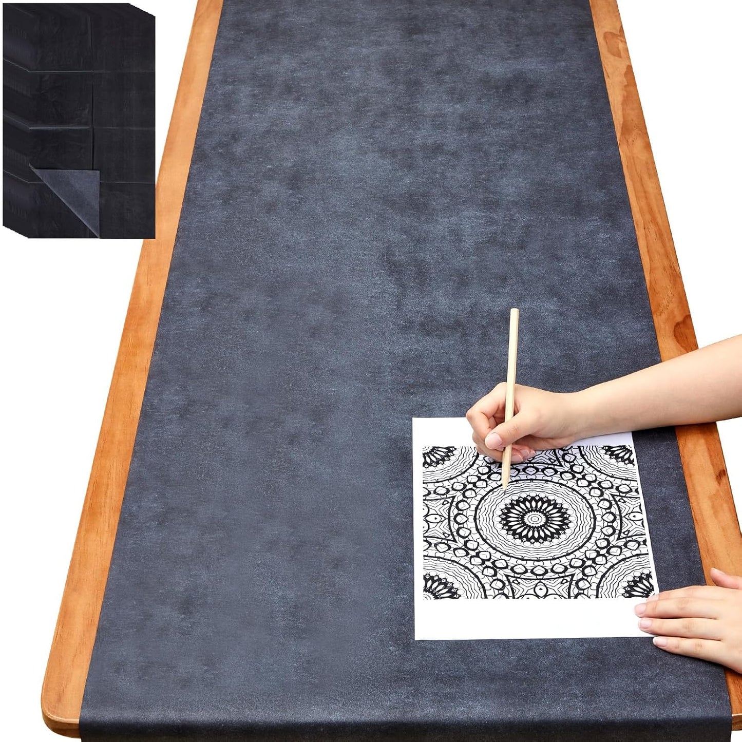 Dinifee 5 Sheets Large Carbon Paper for Tracing 20.3 x 78.7 Inch Graphite Transfer Paper Waxed Carbon Transfer Paper for Wood, Paper, Canvas, Woodworking Patterns, Fabric, Sketch Drawing, Black
