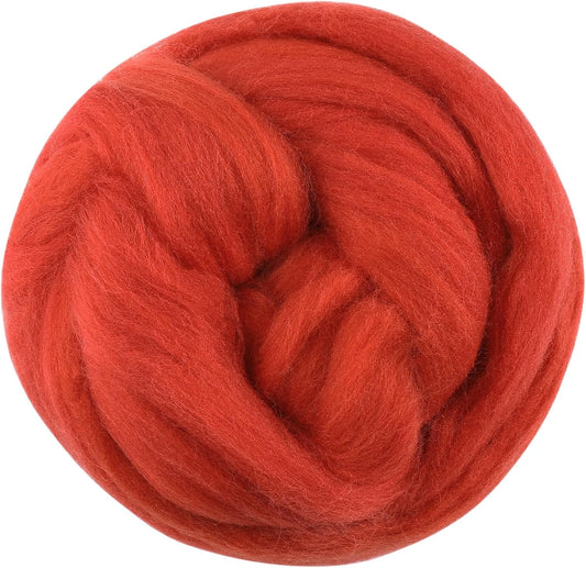 3.53oz Wool Roving Yarn, Fiber Roving Wool Top, Needle Felting Supplies, Pure Wools, Chunky Yarn, Spinning Wools for Needle Felting Wet DIY Hand Spinning (Dark red)