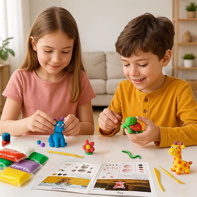 Air Dry Clay Kit 96 Colors for Kids, Lightweight and Non-Sticky Modeling Clay with Sculpting Tools and Storage Bags, DIY Arts and Crafts Gift for Boys and Girls Ages 3+