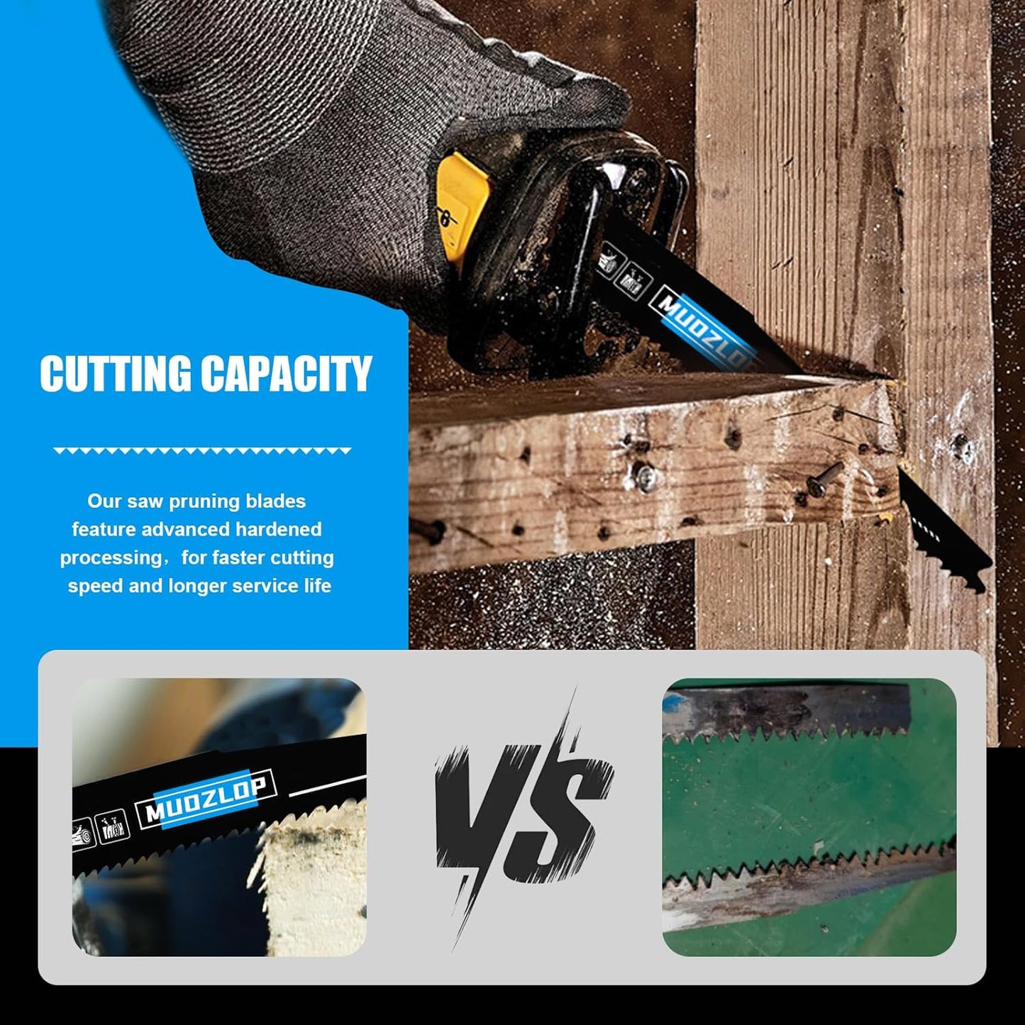 10Pack 12 inch Reciprocating Saw Blades Set,6/12TPI High Carbon Saw Blades, Woodcutting Saw Blades with Organizer Case (10, 6/12TPI/300mm)