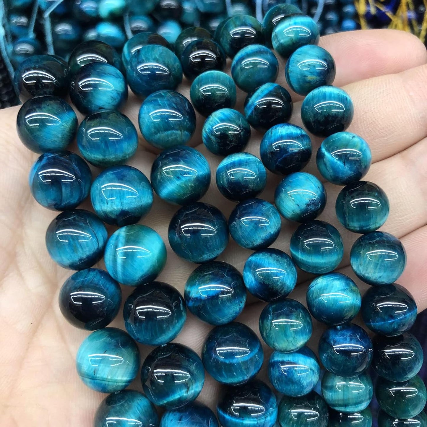 4mm 90pcs Blue Tiger Eye Gemstone Loose Beads Natural Round Stone Beads for Jewelry Making 1 Strand 15" (Blue Tiger Eye, 4mm)