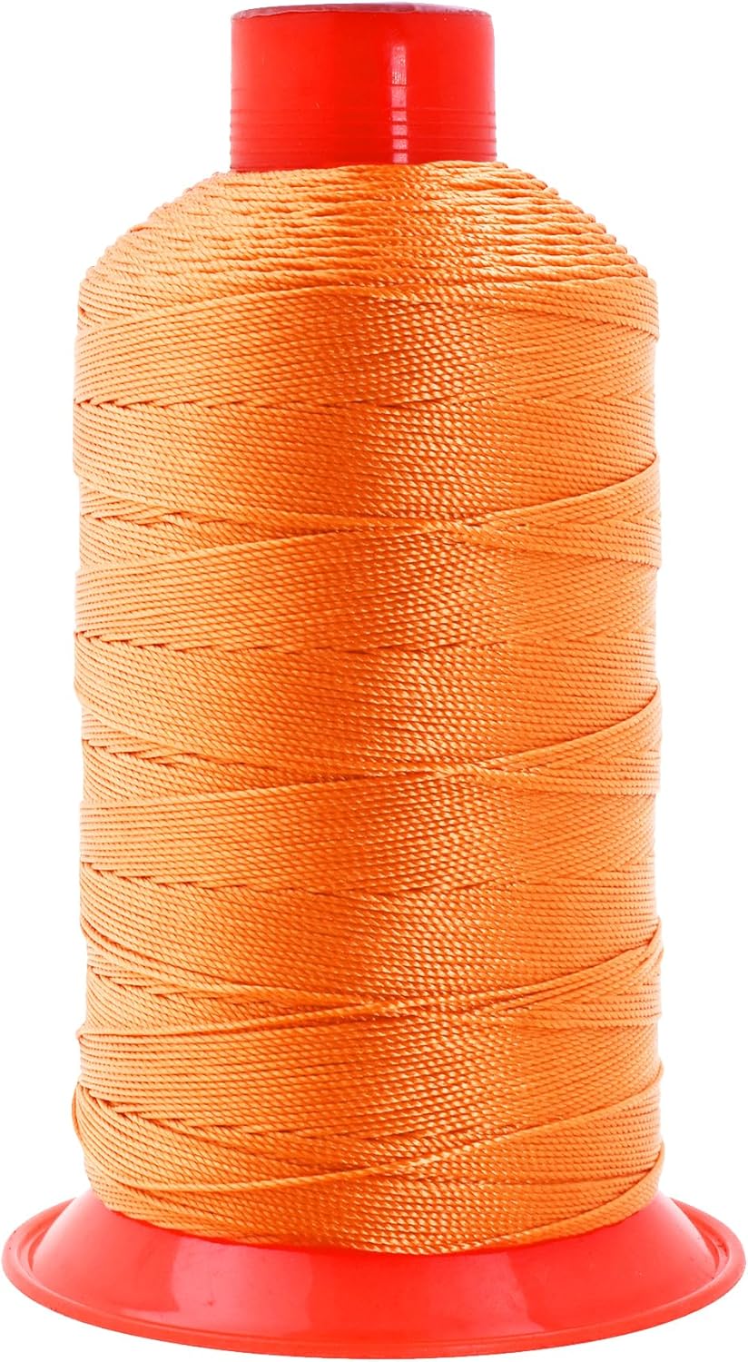 Mandala Crafts Bonded Nylon Thread Orange Heavy Duty Sewing Threads - 800 YDs Size 277 840D T270 Tex 270 Thread for Leather Jeans Weaving Outdoor Marine Upholstery Threads