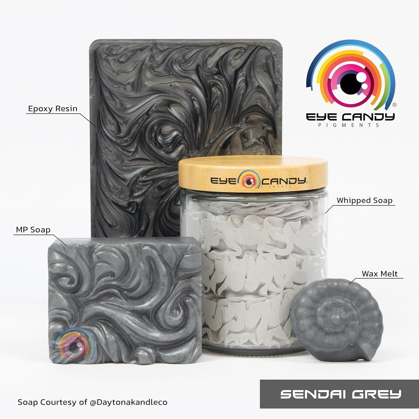 Eye Candy Pigments Premium Grey Mica Powder - Sendai Grey (50gr) - for Epoxy, Resin, Soap, Paint, Woodworking, Acrylic Pouring, Bath Bombs, Fishing Lures - DIY Arts and Crafts Additive